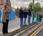 Salford Royal Hospital applause and protest 